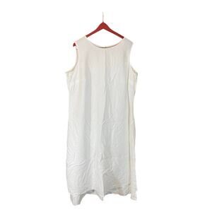 Bridgewater Studio Plus Size 22W White Linen Sleeveless Dress Lined Back Zip